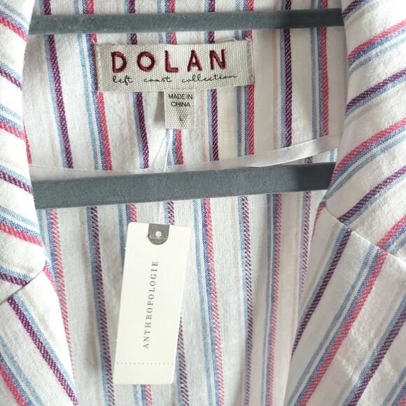 Anthropologie Dolan Anna Double-Breasted Striped Linen Blend Blazer, Size Medium - Picture 6 of 7